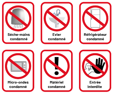 [AI1] Lot d'autocollants : 6 sèches mains + 6 micro ondes + 6 refrigerateurs