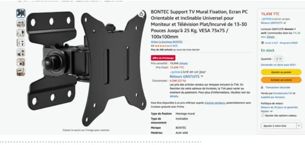 BONTEC support TV mural Fixation