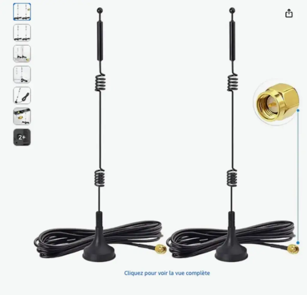 Antenne Wifi SMA Mâle Base Magnétique Double bande Wifi 2,4GHZ 5GHZ 