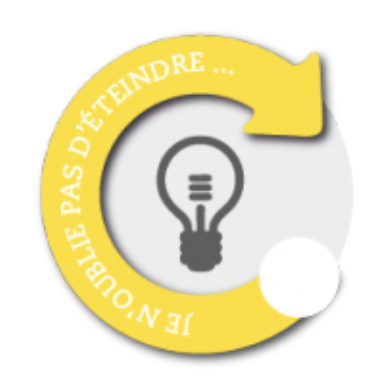 Autocollant "penser à éteindre la lumière" format cycle