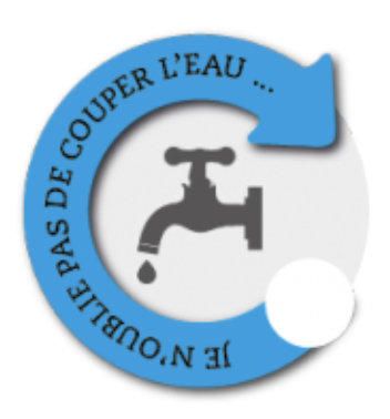 Autocollant "penser à couper l'eau" format cycle 40 x 40 mm
