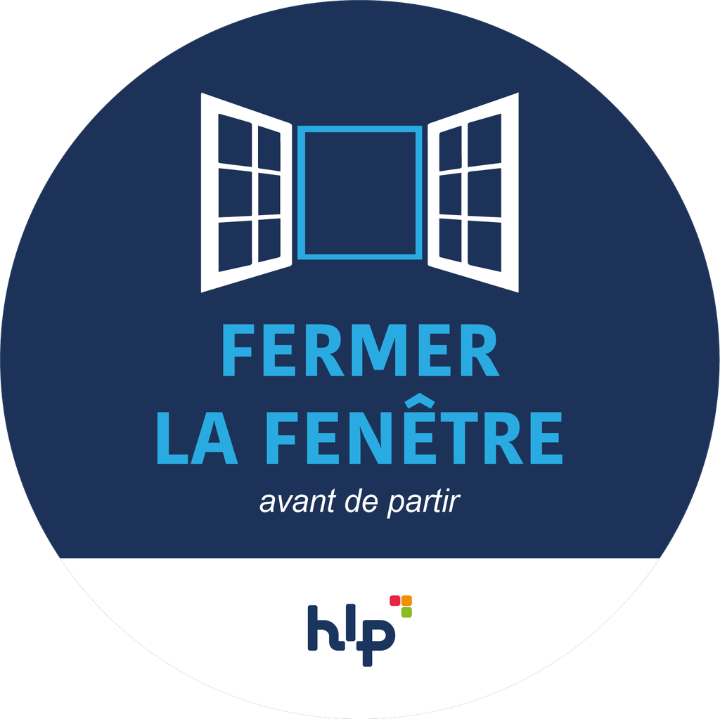 HLP - Autocollant "Fermer la fenêtre avant de partir" 270x270mm