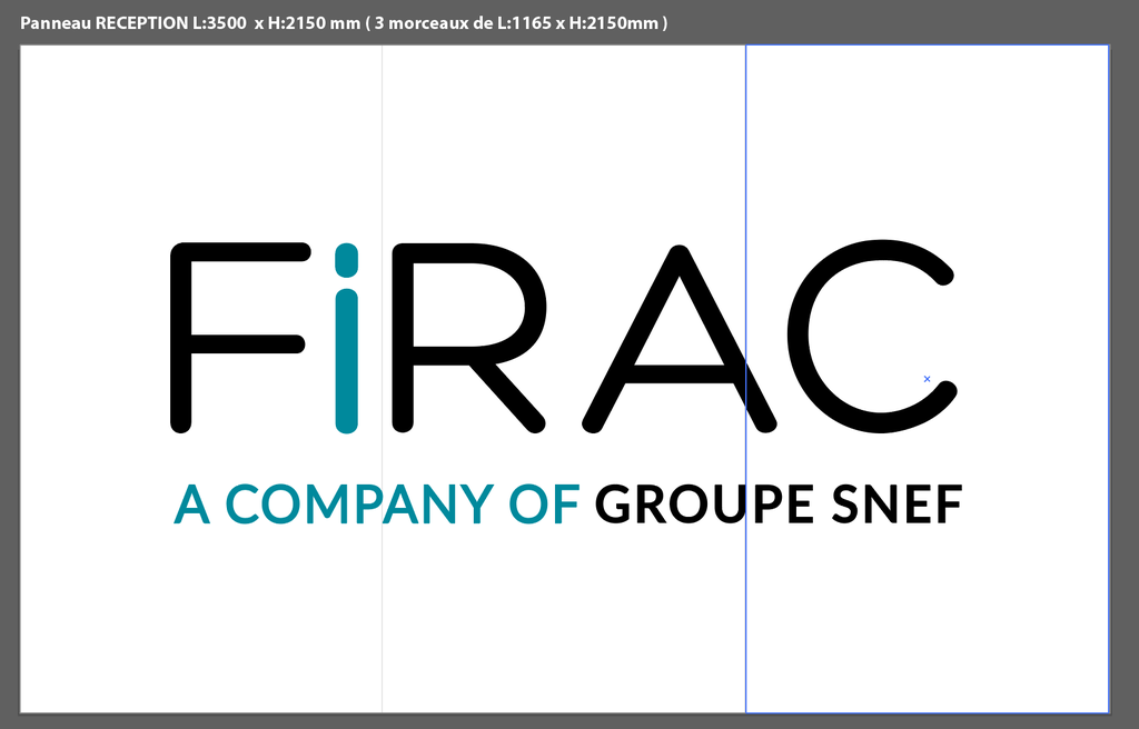 FIRAC POISSY - Panneau extérieur logo réception  L:3500  x H:2150 mm ( 3 morceaux de L:1165 x H:2150mm)