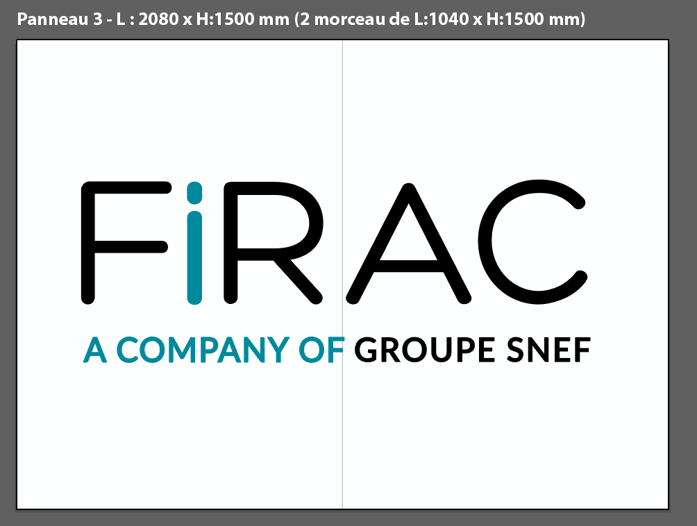 FIRAC POISSY - Panneau extérieur logo Panneau ENTREE - L:3000 mm x H:1500mm ( 3 morceaux de L:1 000 x H:1 500 mm) (copie)