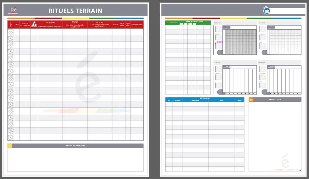 ENVIE 2E - Panneau diptyque animation rituels terrain 2000x1200mm ouvert magnétique velleda
